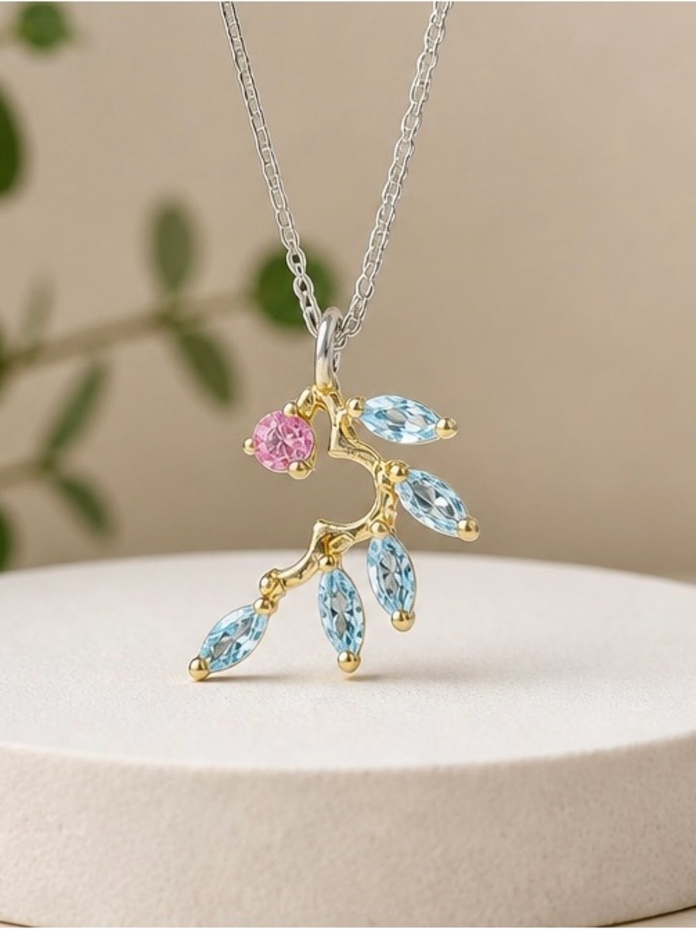 NEW! Blue Topaz & Morganite Necklace